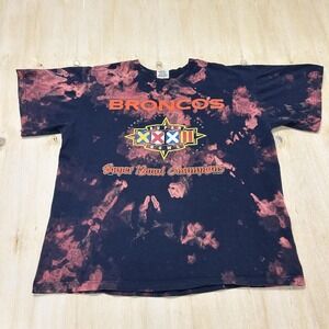 Vintage Denver Broncos Shirt Mens XL Black NFL Team Champ Super Bowl XXXII